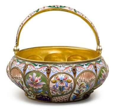A silver and cloisonné enamel sugar basket, Maria Semenova, Moscow, 1899-1908 - Foto 1