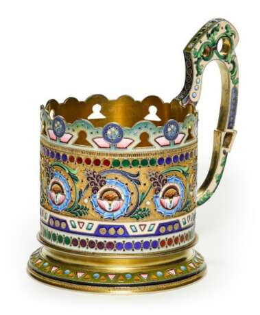 A silver-gilt and cloisonné enamel tea glass holder, 11th Moscow Artel, Moscow, 1908-1917 - фото 2