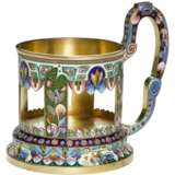 A silver-gilt and cloisonné enamel tea glass holder, 6th Moscow Artel, Moscow, 1908-1917 - фото 2
