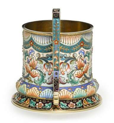 A silver-gilt and cloisonné enamel tea glass holder, 6th Moscow Artel, Moscow, 1908-1917 - фото 4