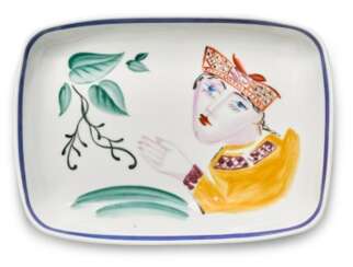 A Soviet porcelain tray, State Porcelain Factory, Petrograd, circa 1920