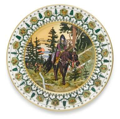 A set of three porcelain plates with fairy tale scenes, Kornilov Brothers Porcelain Factory, St Petersburg, 1903-1917 - photo 2