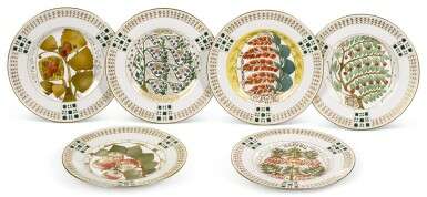 A set of six porcelain dessert plates, Kornilov Brothers Porcelain Factory for Tiffany & Co., St Petersburg, 1900-1917 - фото 1
