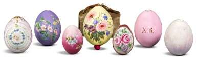 Seven porcelain Easter eggs by the Imperial Porcelain Factory, St Petersburg, late-19th century - photo 1