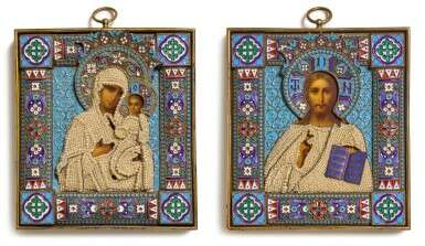 A pair of silver-gilt and cloisonné marriage Icons, Ovchinnikov, 1899-1908 - photo 1