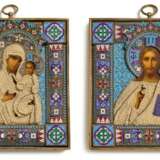 A pair of silver-gilt and cloisonné marriage Icons, Ovchinnikov, 1899-1908 - photo 1