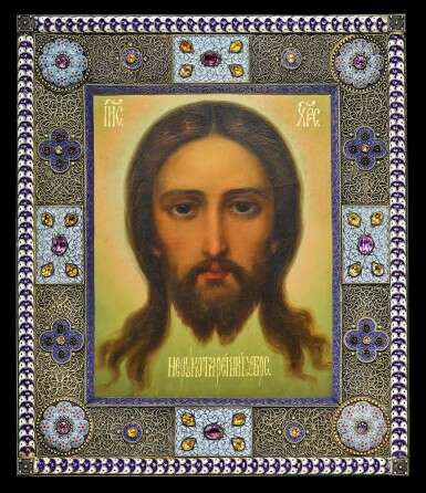 A gem-set silver filigree and cloisonné enamel Icon of The Holy Face, Pavel Ovchinnikov, Moscow, 1899-1908 - photo 1