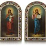 A wedding pair of silver and cloisonné enamel icons, maker Cyrillic ‘I.R.’, St Petersburg, 1896 - photo 1