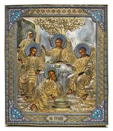 A silver-gilt and cloisonné enamel icon of the Trinity, Antip Kuzmichev, Moscow, 1890 - photo 1