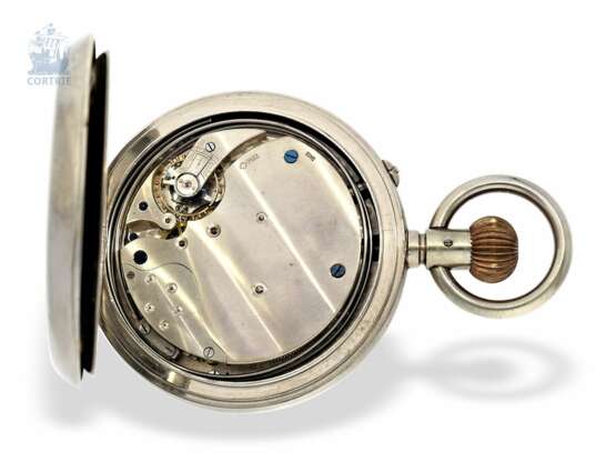 Taschenuhr: seltene, übergroße Taschenuhr mit 8-Tage-Werk und 5-Minuten-Repetition, Schweiz ca.1900 - Foto 6
