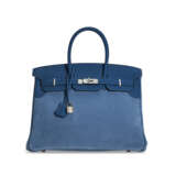 HERMÈS. A LIMITED EDITION BLEU THALASSA VEAU GRIZZLY & EVERCOLOR LEATHER BIRKIN 35 WITH PERMABRASS HARDWARE - photo 1