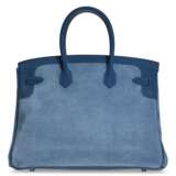 HERMÈS. A LIMITED EDITION BLEU THALASSA VEAU GRIZZLY & EVERCOLOR LEATHER BIRKIN 35 WITH PERMABRASS HARDWARE - Foto 3