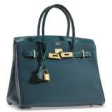 HERMÈS. A LIMITED EDITION MATTE VERT CYPRÈS ALLIGATOR & TOGO LEATHER TOUCH BIRKIN 30 WITH GOLD HARDWARE - photo 2