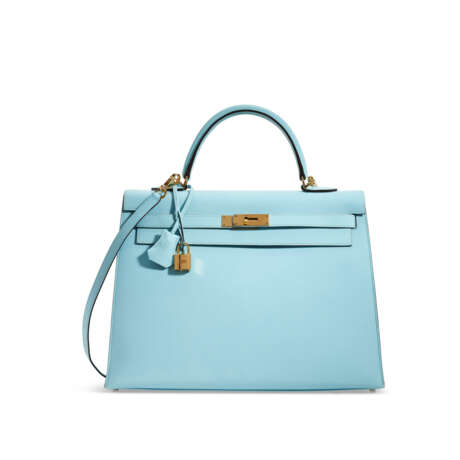 HERMÈS. A BLEU ATOLL EPSOM LEATHER SELLIER KELLY 35 WITH GOLD HARDWARE - фото 1