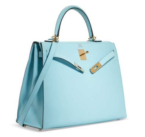 HERMÈS. A BLEU ATOLL EPSOM LEATHER SELLIER KELLY 35 WITH GOLD HARDWARE - photo 2