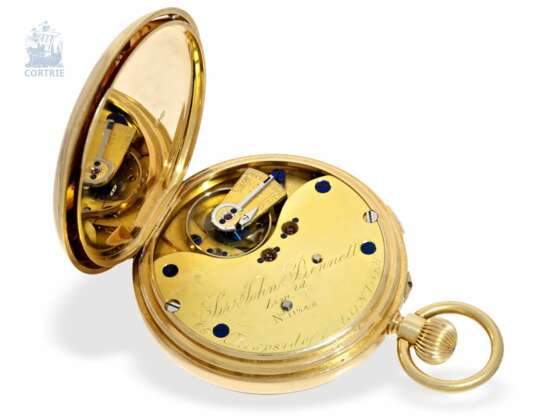 Taschenuhr: schwere englische Beobachtungsuhr mit anhaltbarer Zentralsekunde, Chronometermacher des königlichen Observatoriums London, Sir John Bennett No. 11348, London 1894 - Foto 4