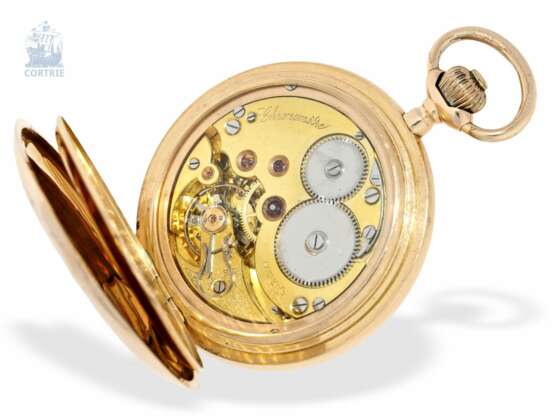 Taschenuhr: schwere und besonders große Goldsavonnette mit Chronometerhemmung, Schweiz um 1900 - photo 5