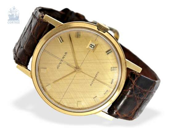 Armbanduhr: seltene automatische vintage Herrenuhr, Atelier Juvenia um 1960, besonders seltenes Strukturzifferblatt aus Gold - Foto 1