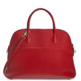 HERMÈS. A ROUGE GARANCE CLÉMENCE LEATHER BOLIDE 35 WITH PALLADIUM HARDWARE - фото 3