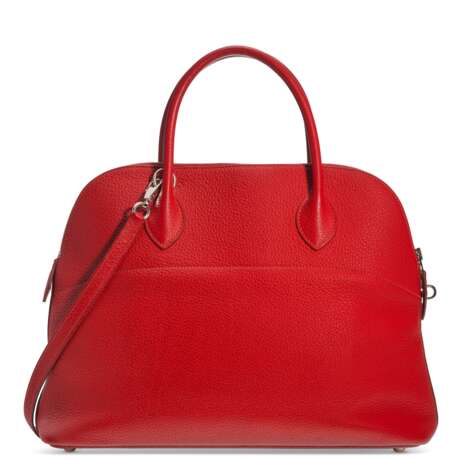 HERMÈS. A ROUGE GARANCE CLÉMENCE LEATHER BOLIDE 35 WITH PALLADIUM HARDWARE - фото 3