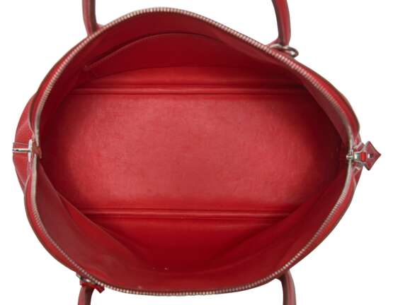 HERMÈS. A ROUGE GARANCE CLÉMENCE LEATHER BOLIDE 35 WITH PALLADIUM HARDWARE - фото 4