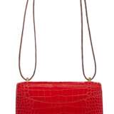 HERMÈS. A SHINY ROUGE DE COEUER ALLIGATOR MINI CONSTANCE 18 WITH GOLD HARDWARE - фото 3