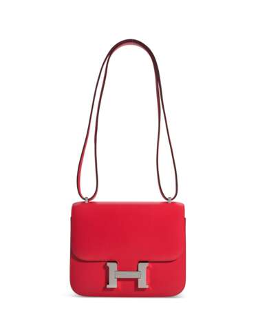 HERMÈS. A ROSE EXTRÊME EPSOM LEATHER MINI CONSTANCE 18 WITH PALLADIUM HARDWARE - Foto 1