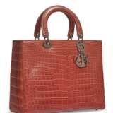 DIOR. A MATTE DUSTY ROSE CROCODILE LARGE LADY DIOR WITH SILVER HARDWARE - фото 2