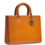 DIOR. AN ORANGE PYTHON LARGE LADY DIOR WITH GOLD HARDWARE - фото 2