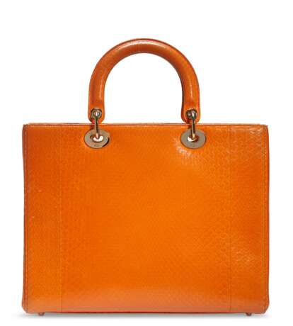 DIOR. AN ORANGE PYTHON LARGE LADY DIOR WITH GOLD HARDWARE - фото 3