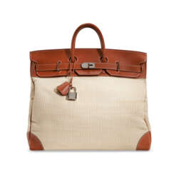 A NATUREL BARÉNIA LEATHER & CRINOLINE HAC BIRKIN 50 WITH PALLADIUM HARDWARE