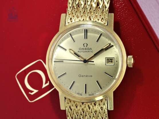 Armbanduhr: sehr hochwertige vintage Herrenuhr in 18K Gold, Omega Automatik mit Originalbox, 60er Jahre - photo 1