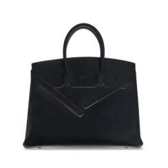 A LIMITED EDITION BLACK EVERCALF LEATHER SHADOW BIRKIN 35 WITH PALLADIUM HARDWARE