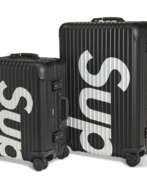 Rimowa X Supreme. A PAIR OF LIMITED EDITION BLACK ALUMINUM SUITCASES