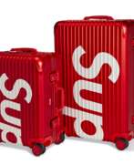 Rimowa X Supreme. A PAIR OF LIMITED EDITION RED ALUMINUM SUITCASES