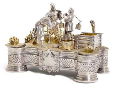 An Impressive parcel-gilt silver figural inkwell, Ivan Khlebnikov, Moscow, 1875 - photo 1