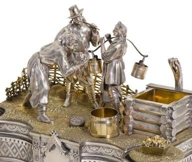 An Impressive parcel-gilt silver figural inkwell, Ivan Khlebnikov, Moscow, 1875 - photo 2