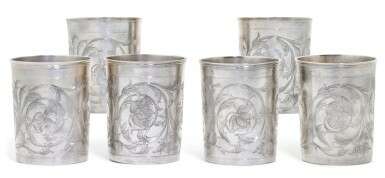A set of six silver cups, Aleksei Polozov, Moscow, 1769 - Foto 1