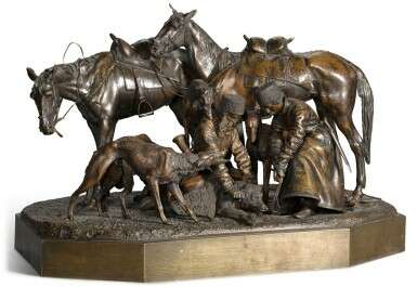 Binding the wolf: a bronze figural group, cast by Woerffel, after the model by Nikolai Lieberich (1828-1883), 1884 - photo 1
