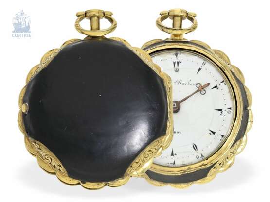 Taschenuhr: dekorative Doppelgehäuse Spindeluhr mit Repetition, gefertigt für den osmanischen Markt, Benjamin Barber London No. 50875, verzeichnet von 1785-1794 - Foto 6