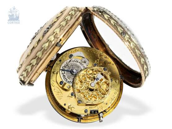 Taschenuhr: frühe Genfer Spindeluhr mit seltener Repetition a toc et a tact, bekannter Uhrmacher, Isaac Soret & Fils Geneve, ca.1765 - photo 5