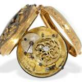 Taschenuhr: außergewöhnliche goldene Spindeluhr mit Emaille-Malerei und Besatz mit echten Diamanten, Perache a Paris No.9000!, ca.1780 - фото 2