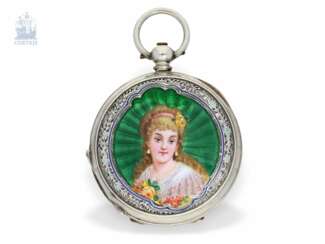 Taschenuhr: exquisite Emaille-Taschenuhr für den chinesischen Markt, Hallmarks London 1869, fantastischer Zustand