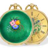 Taschenuhr: hochfeine, sehr seltene Gold/Emaille-Damen-Taschenuhr mit Zentralsekunde, Clerc Fleurier für den chinesischen Markt, um 1820/30 - фото 3