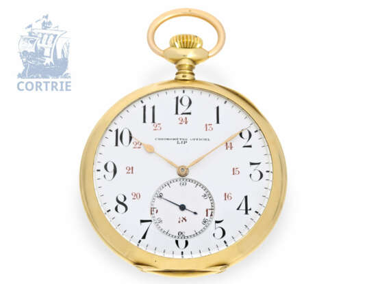 Taschenuhr: hochfeines und rares französisches Beobachtungschronometer in 18K Gold, CHRONOMETRE OFFICIEL LIP No. 595706 - photo 5