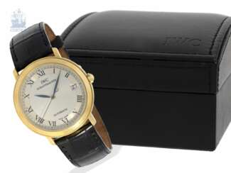 Armbanduhr: elegante, hochfeine Herrenuhr, IWC Portofino "Romain Date Automatic", Ref. 3209 mit Box und Blanko-Papieren, ca. 2000