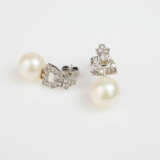 Paar Ohrstecker mit Perlen und Diamantbesatz im Art déco-Stil - photo 2
