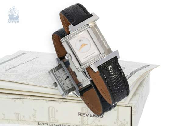 Armbanduhr: luxuriöse, nahezu neuwertige Damenuhr, Jaeger-LeCoultre "Reverso Duetto Diamonds" Ref. 266.8.44 mit kompletten Papieren & Originalbox - photo 1