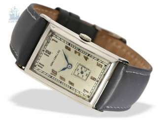Armbanduhr: Omega Rarität, große Art déco Herrenuhr mit Platingehäuse, Omega 1930, gefertigt für den bekannten Juwelier Udal & Ballou in New York