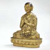 STATUE DE LAMA EN BRONZE DORE REPOUSSE - photo 2